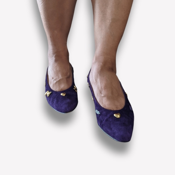 Escada Purple Suede Block Heel Pumps, 7 - Picture 10 of 10